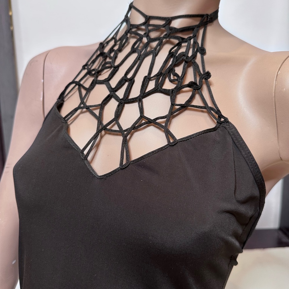 Black Mesh Choker Style Long Dress